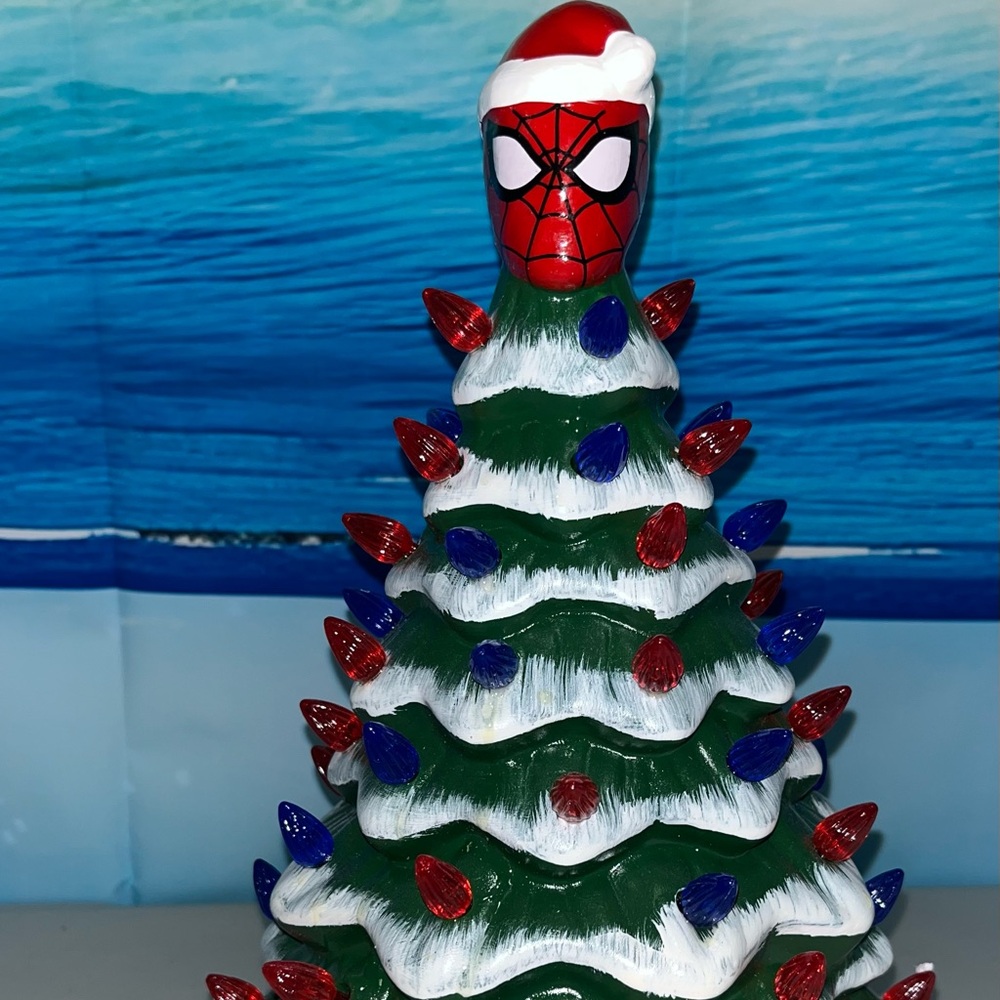 Marvel Spiderman 11.6 Inch Large Ceramic Christmas Tree With Lights